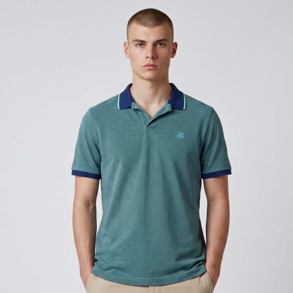 Vilebrequin Palatin Changing Color Cotton Pique Polo Shirt Men Small Turtle Logo
